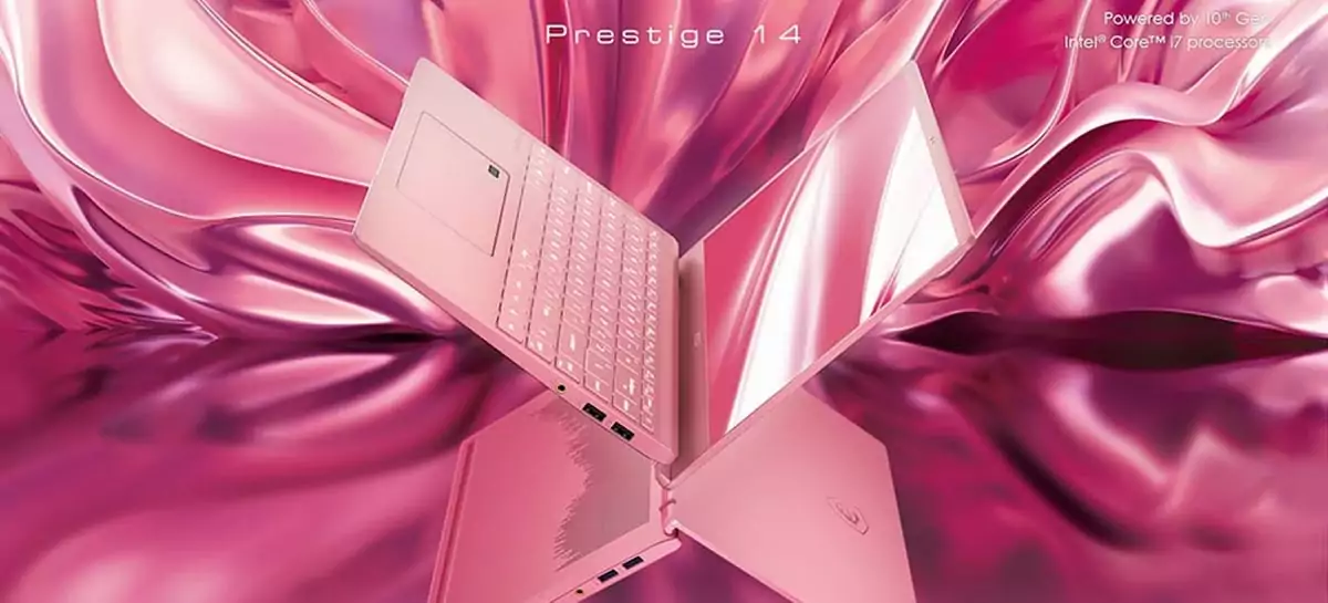 MSI Prestige 14 é um notebook gamer rosa com Core i7-10710U, 16GB