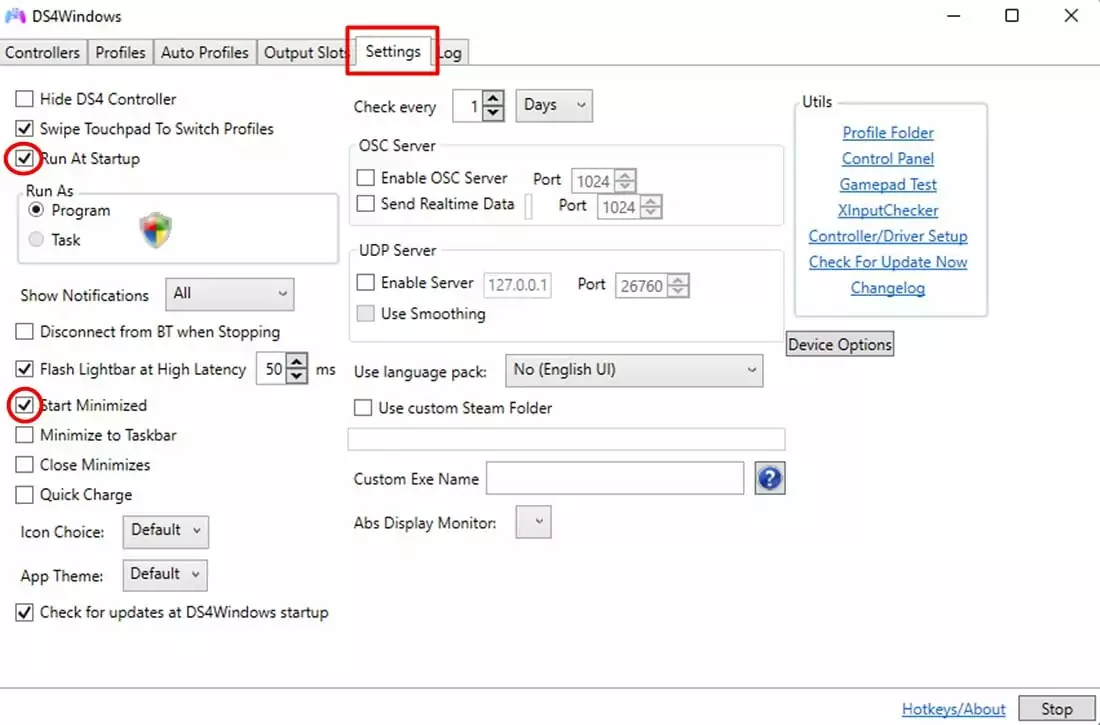 Iniciar DS4Windows minimizado