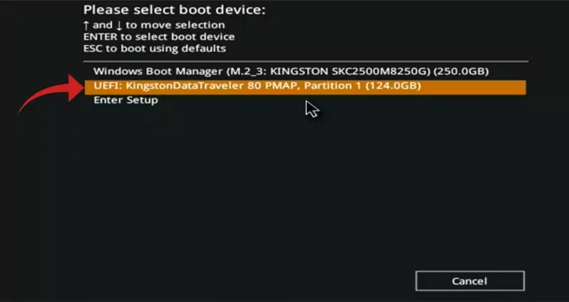 Menu de boot Menu de boot