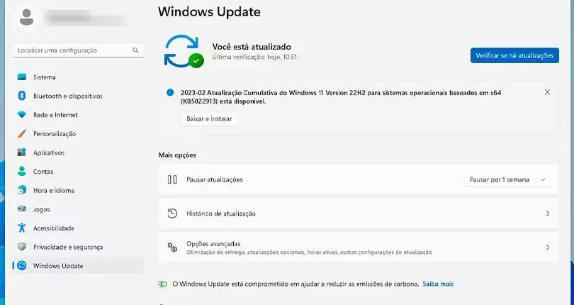 Versão atualizada do Windows 11 Versão atualizada do Windows 11