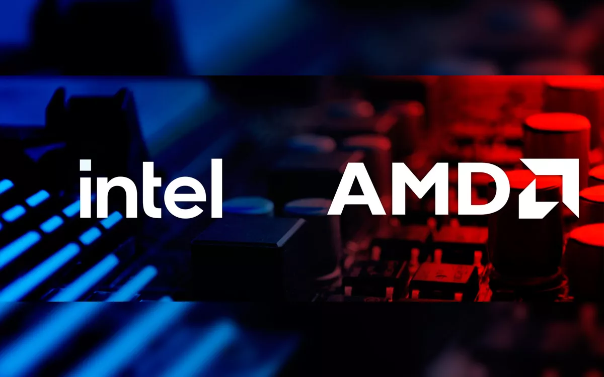 Imagem com as logos da Intel e AMD.