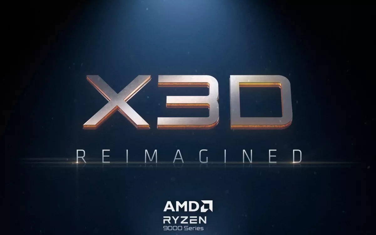 Promotional image of X3D (3D V-Cache) technology on AMD Zen 5 CPUs.