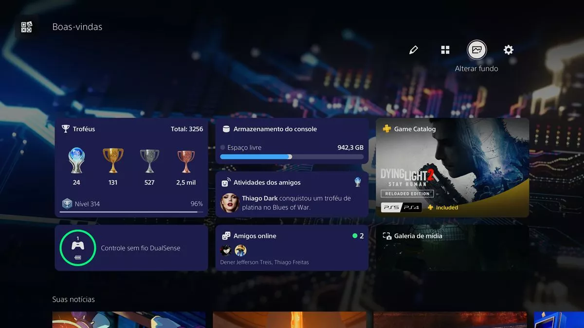 Como mudar o plano de fundo do PlayStation 5