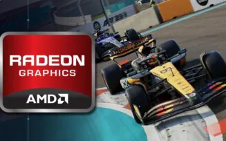 Imagem de F1 25 com logo da AMD Graphics por cima