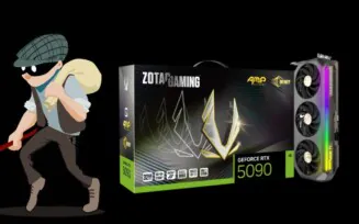 Zotac RTX 5090 Gaming OC com ladrão ao lado