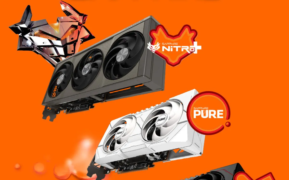 Imagem de divulgação das placas Radeon RX 9060 XT da Sapphire