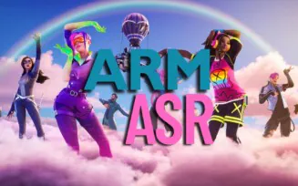 Imagem de Fortnite com logo da Arm por cima