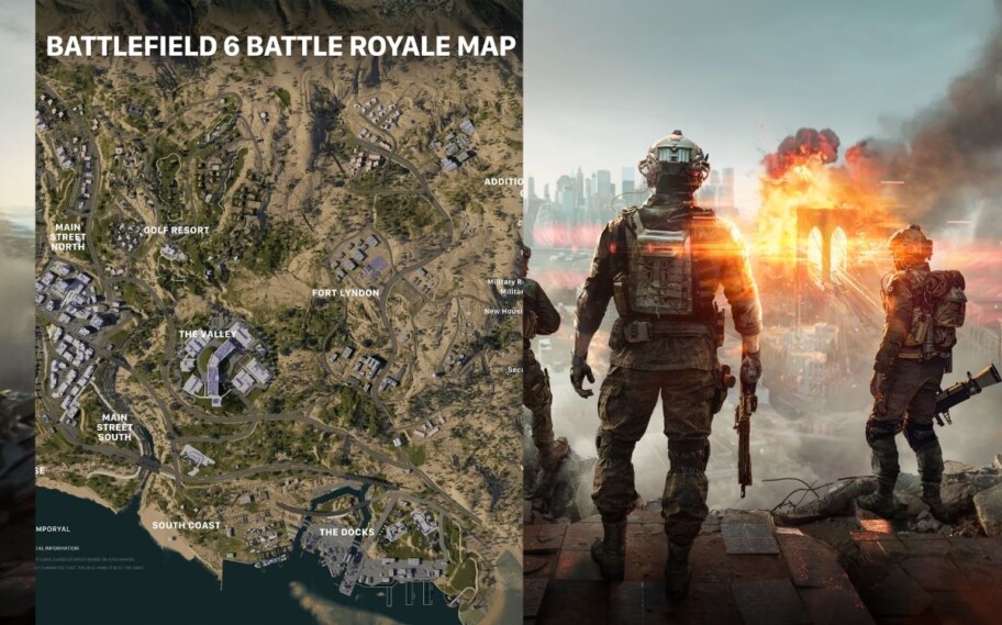 Imagem de Battlefield 6 com seu novo mapa por cima
