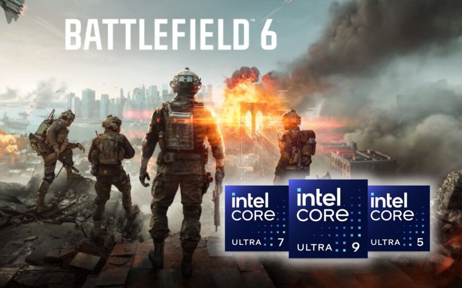 Imagem de divulgação de Battlefield 6 com Intel Core ao lado