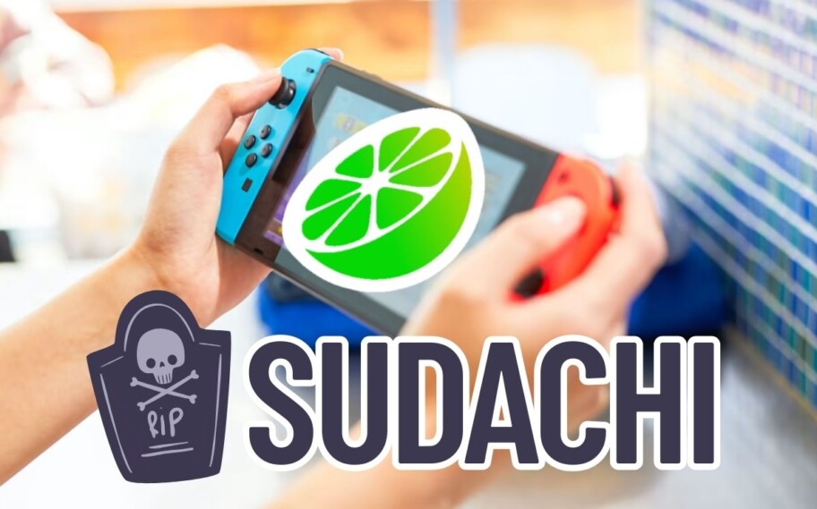 Nintendo Switch com logo do Sudachi por cima