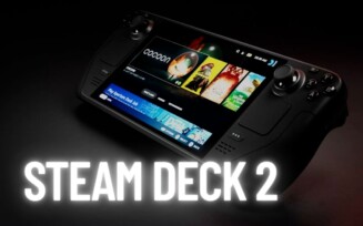 Portátil da Valve com Steam Deck 2 escrito por cima
