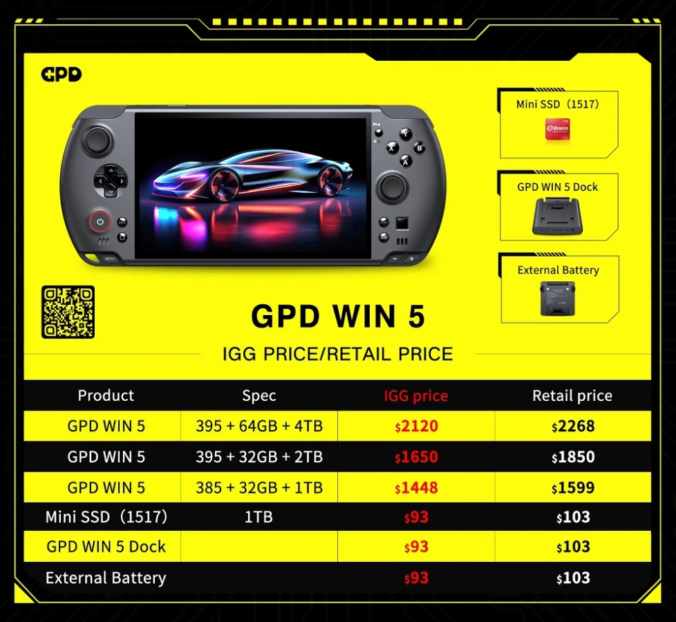 GPD Win 5 pricing in the US