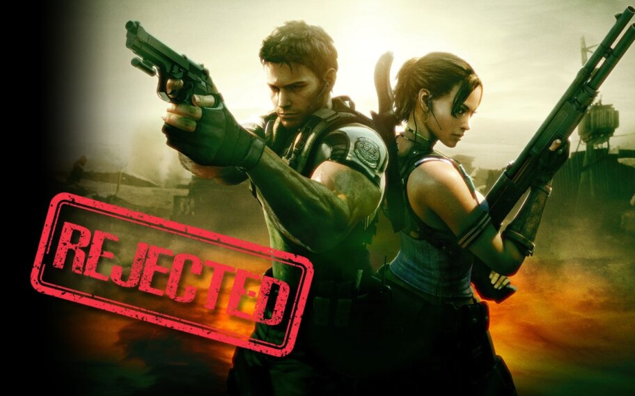 Imagem de Resident Evil 5 editada com um carimbo por cima