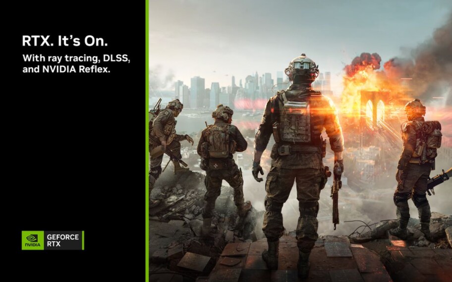 Imagem editada de Battlefield 6 com divulgação de DLSS