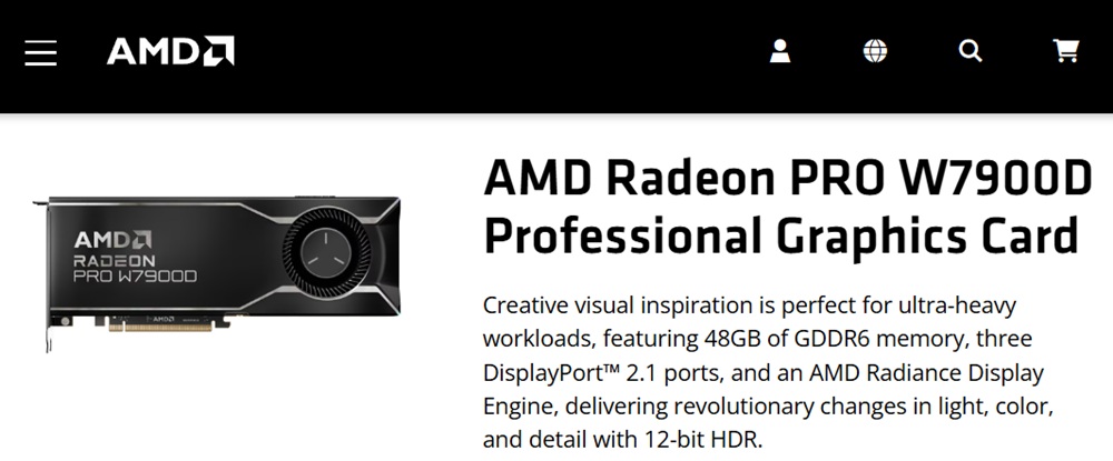 W7900D no site da AMD