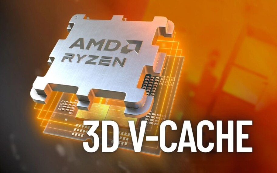 Imagem de processador Ryzen escrito 3D V-Cache ao lado