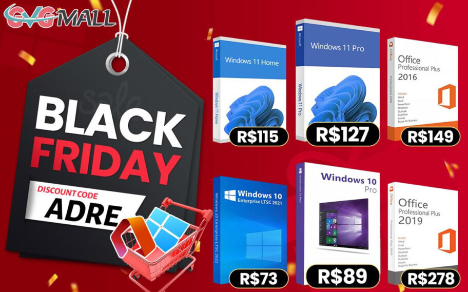 Promoção de 11.11 da GVGMall está acabando! Windows 11 Pro por R$127 e o Windows 10 por apenas R$73!