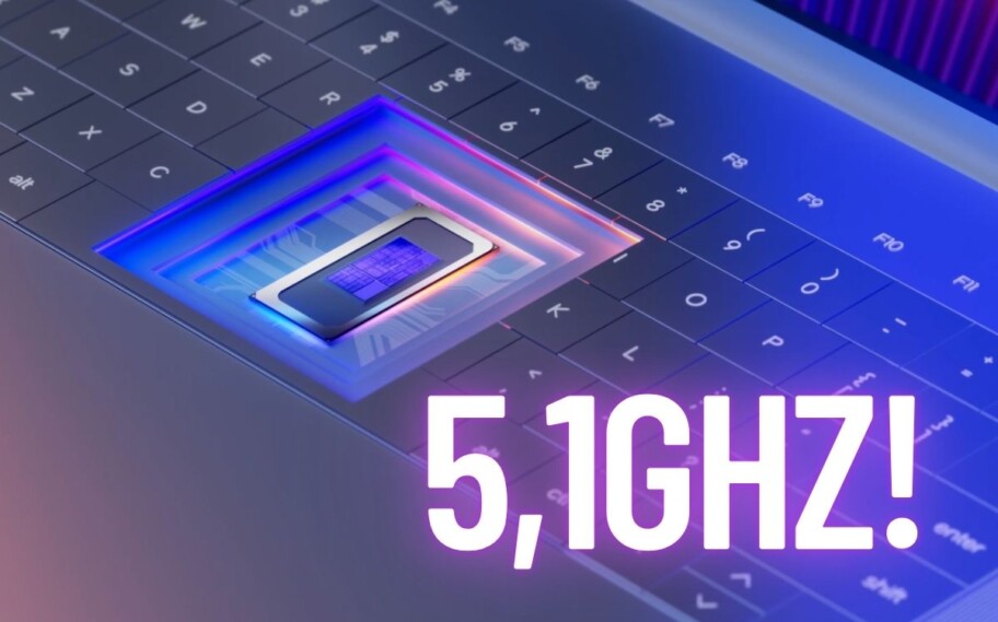 Imagem de Panther Lake com clock de 5,1GHz escrito ao lado
