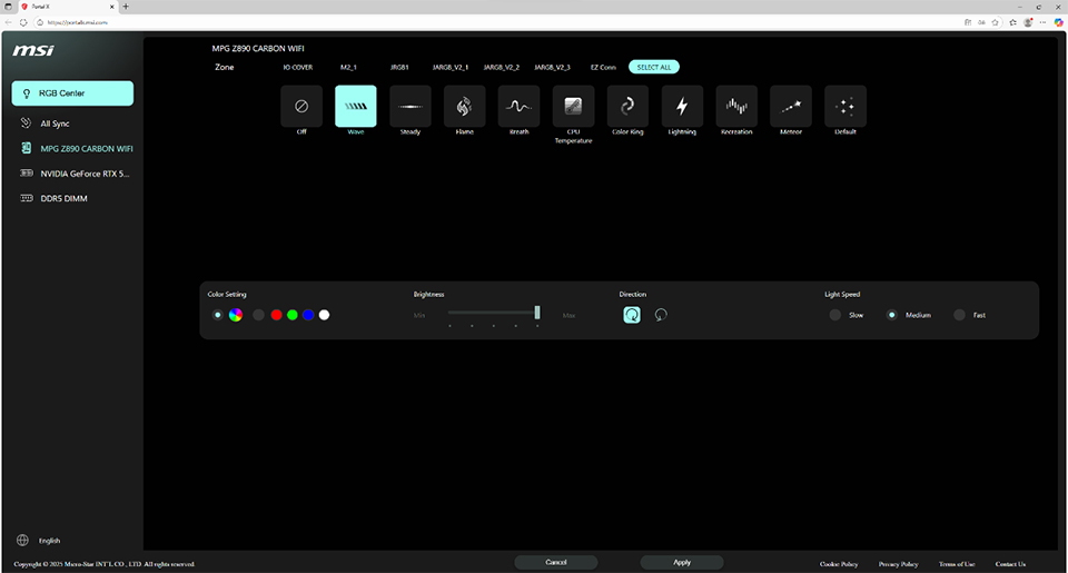 MSI Portal X: novo painel online permite personalizar iluminação ARGB de RTX 50 e placas-mãe 800
