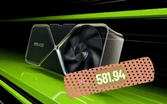 Imagem de uma GPU NVIDIA com curativo