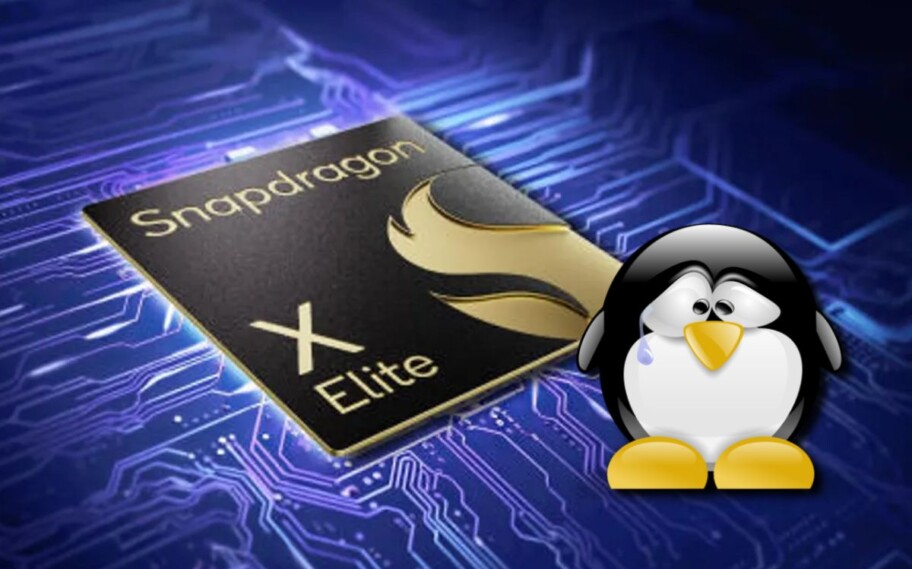 Imagem do Snapdragon X Elite com pinguim do Linux