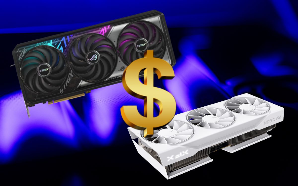 GPU AMD Radeon e NVIDIA RTX ao lado de cifrão