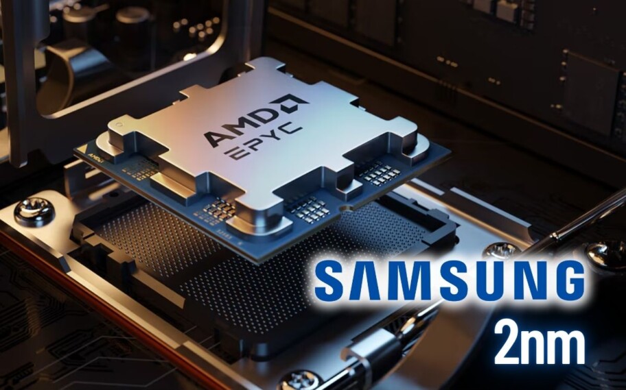 Processador AMD Epyc em fabricação com logo da Samsung editado