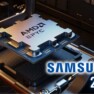 Processador AMD Epyc em fabricação com logo da Samsung editado