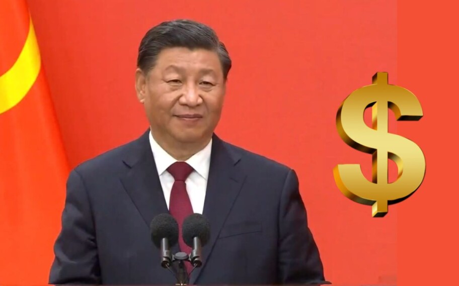 Xi Jinping ao lado de cifrão