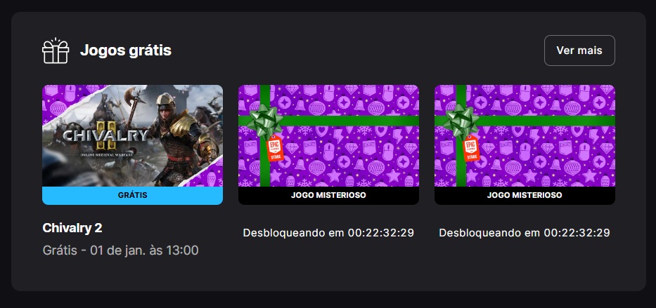 Captura da Epic Games Store oferecendo Chivalry 2 de graça