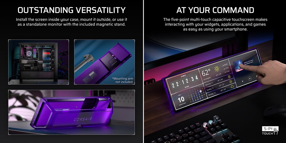 Nova tela de apoio da Corsair em roxo translúcido