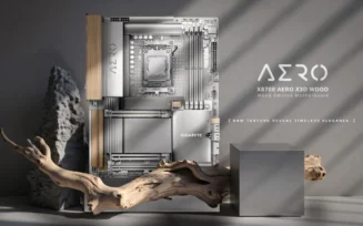 Imagem de divulgação da Gigabyte X870E AERO X3D Wood