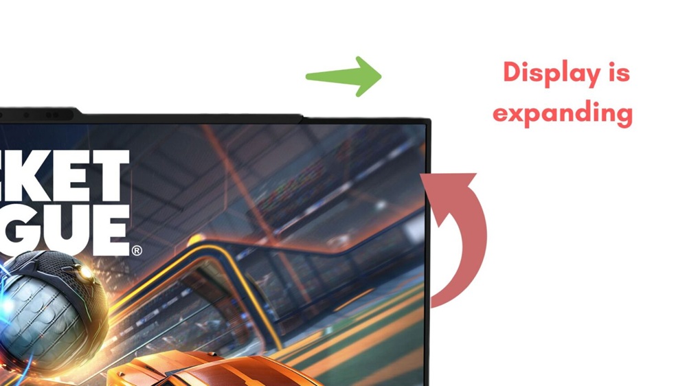 Imagem mostra detalhe de como a tela pode se expandir no novo Legion Pro