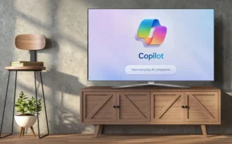 Imagem de TV LG com Copilot editado por cima