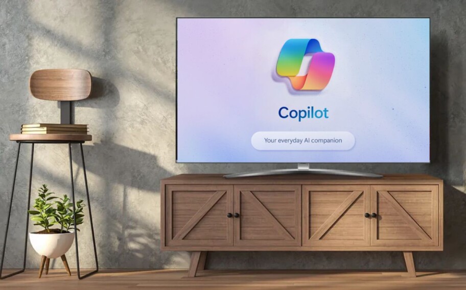 Imagem de TV LG com Copilot editado por cima