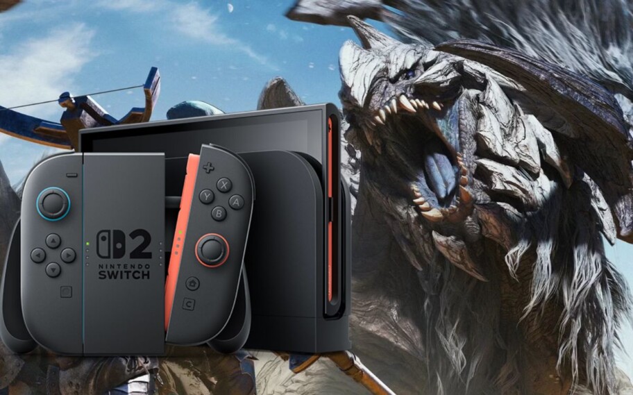 Imagem de Monster Hunter Wilds com Switch 2 editado por cima