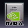 Imagem de chip Groq com logo da NVIDIA por cima
