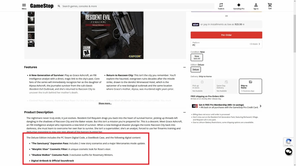 Edição Deluxe de Requiem aparece na GameStop com informações novas