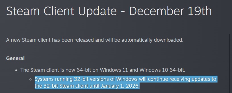 Captura do update da Steam