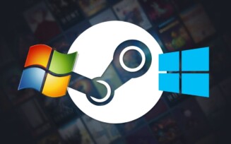 Logo da Steam ao lado de imagens do Windows 7 e 8