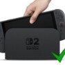Imagem do Switch 2 editada com um selo de verificação