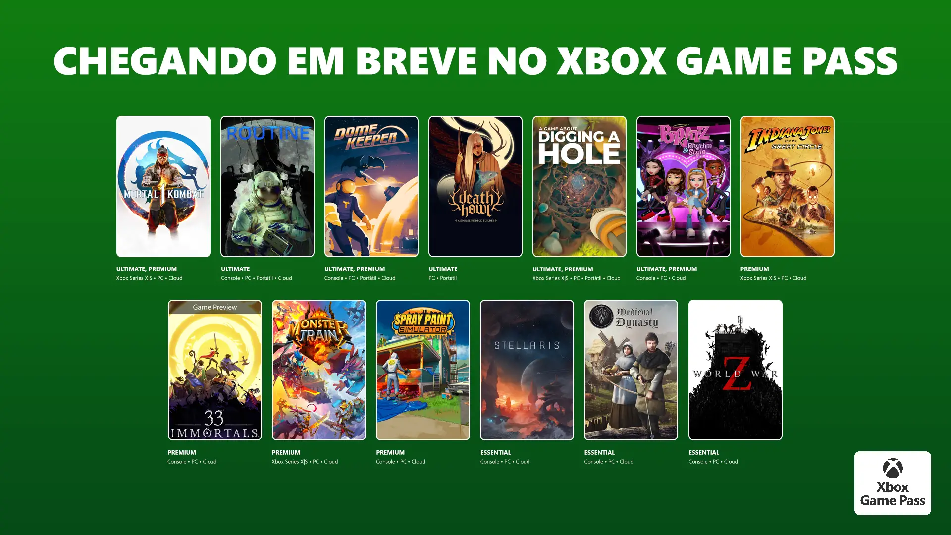 Xbox Game Pass dezembro