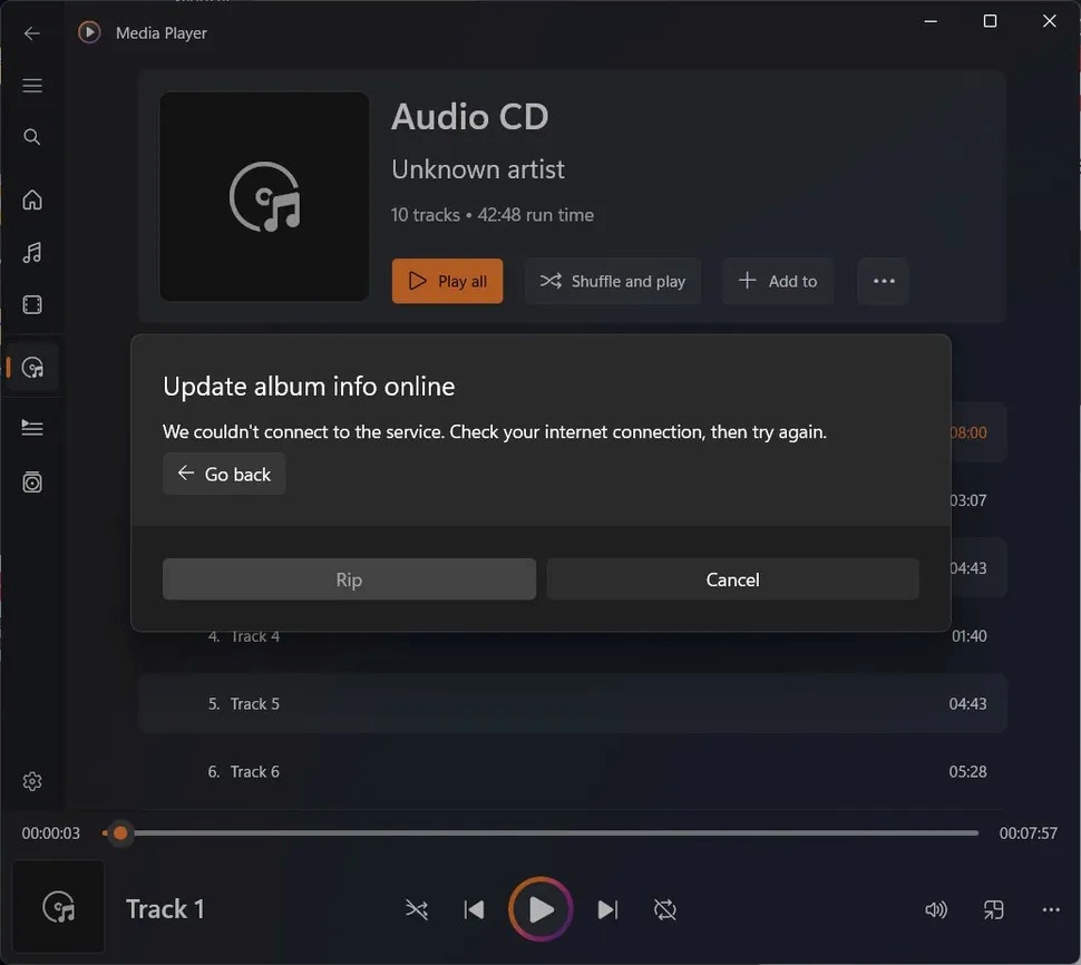 Windows Media Player perde função que baixa informações de álbuns