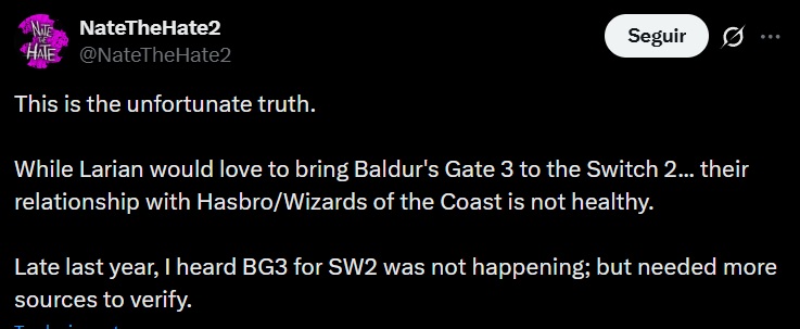 Insider comenta relação da Larian e Hasbro