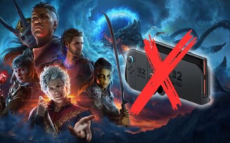Imagem de Baldur's Gate 3 editada com Switch 2 e um x por cima