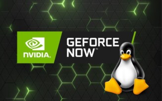 Imagem do GeForce Now com mascote de Linux