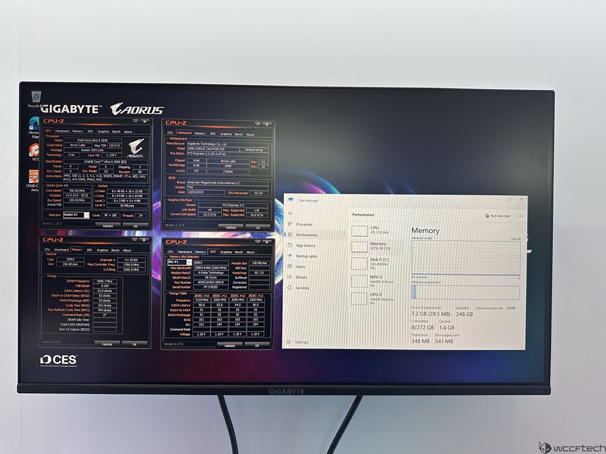 Gigabyte confirma placas-mãe Z890 prontas para Intel Arrow Lake Refresh e demonstra memória CQDIMM de 256 GB