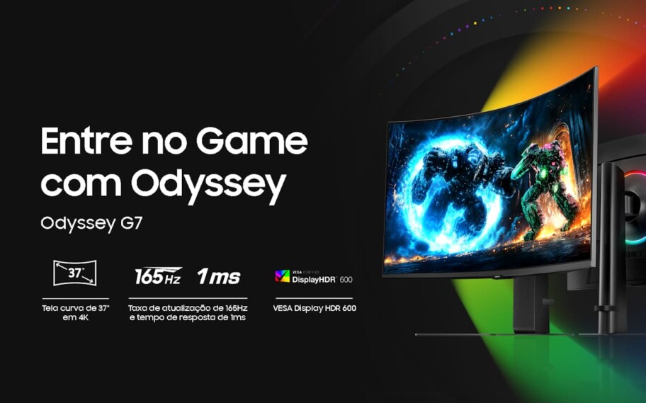 Samsung lança novo monitor Odyssey G7 com tela curva 4K de 37 polegadas no Brasil