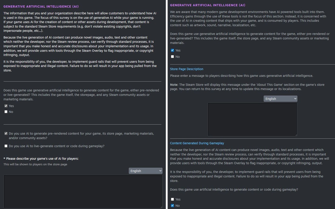 Captura das novas regras Steam