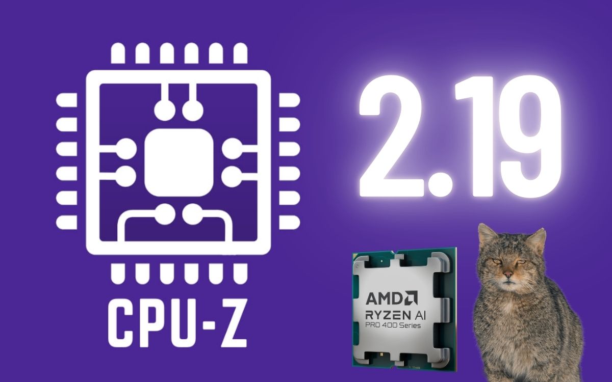 Imagem ilustrativa do software CPU-Z mostrando suporte a novos processadores como Ryzen AI 400G e Wildcat Lake.